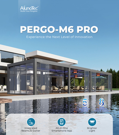 AlunoTec New Pergo-M6 PRO Easy Installation Better Waterproof Motorized Louvered Pergola Kits