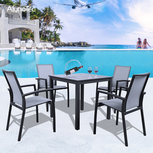 5 Pieces Alminuim Table Chairs Garden Dining Set Outdoor Patio Furniture