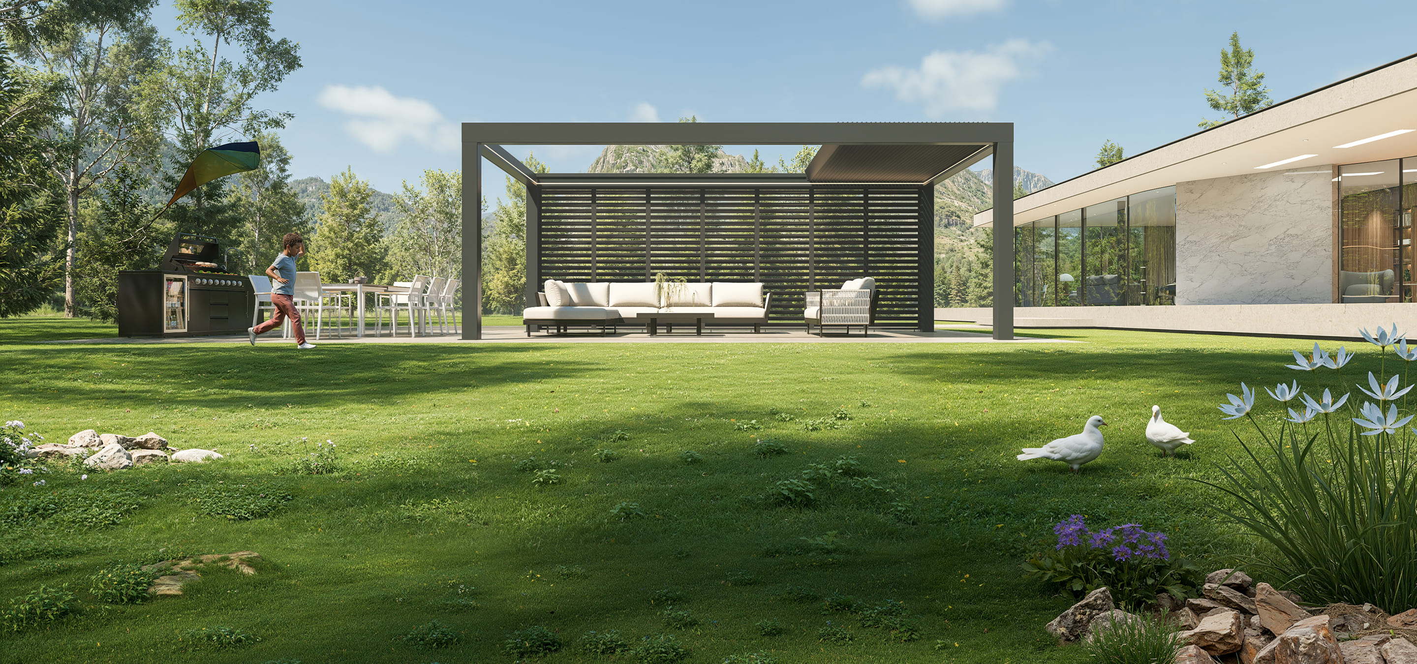 Retractable pergola