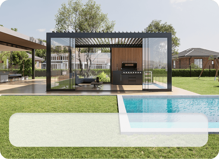 Pergola with outdoor kitchen