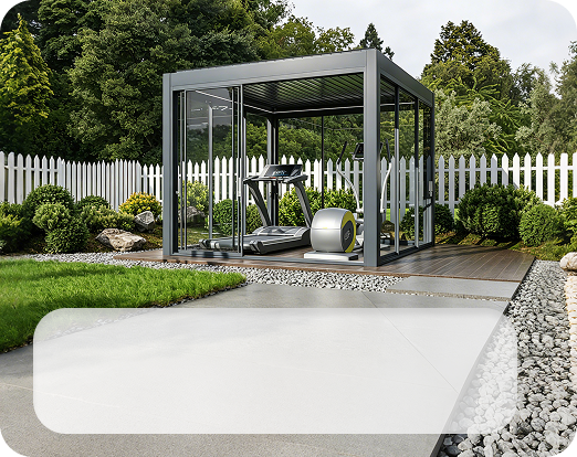 pergola with glass door